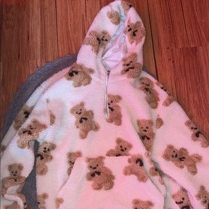 teddy bear half zip hoodie